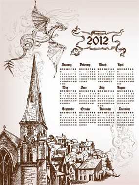 2012年手绘日历矢量图